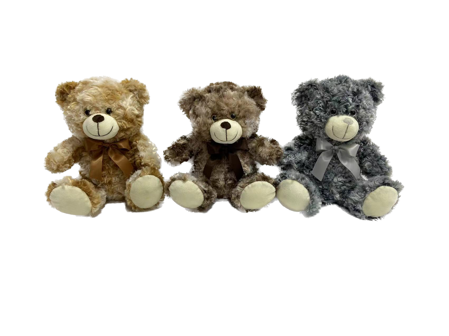 Curly Sitting Bears in 3 assorted colour in 26cm