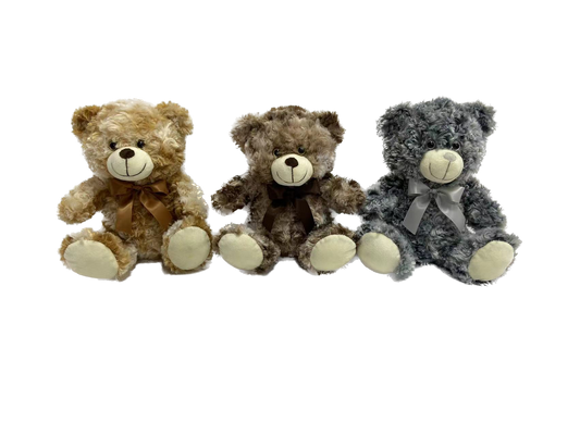 Curly Sitting Bears in 3 assorted colour in 26cm